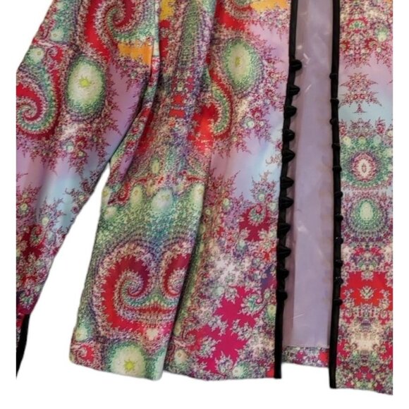 Mesmerize jacket woems L satin oriental formal colorful Party Bold mandarin fun - Picture 4 of 16